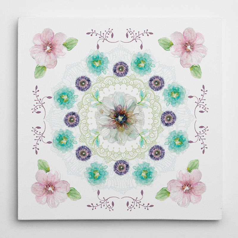 Art floral sur toile Kaléidoscope II, H 24 po x l 24 po x P 1,5 po, Toile tendue