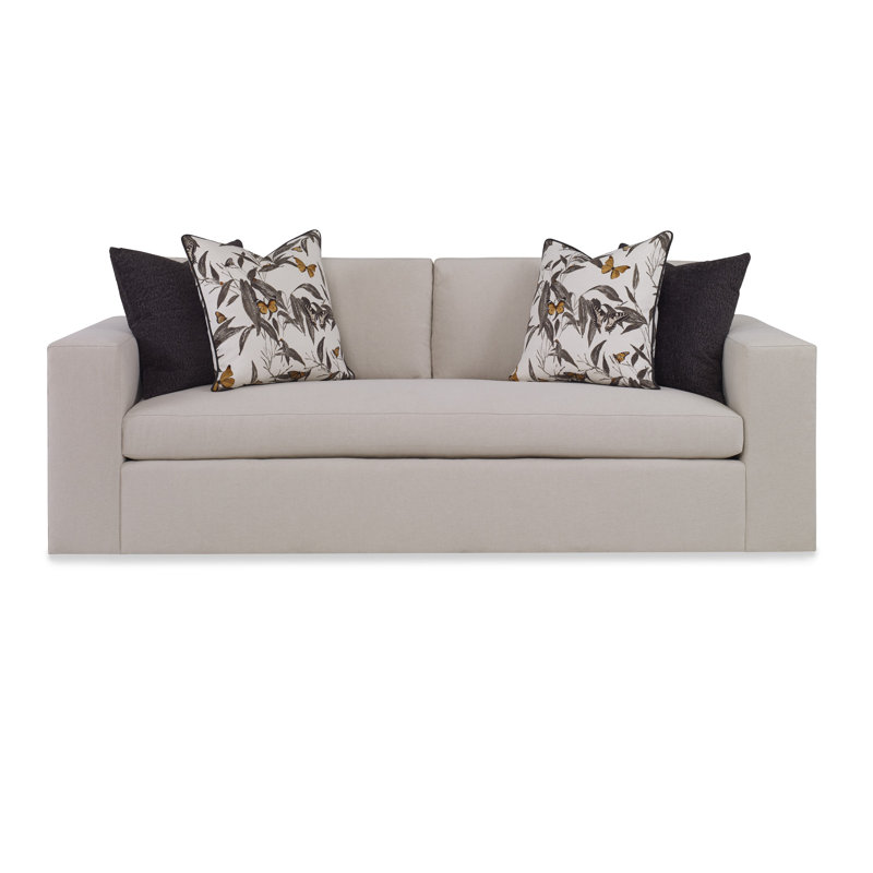 Retreat Upholstered 90'' Sofa, Structure Royal Blue, Sunny Linen