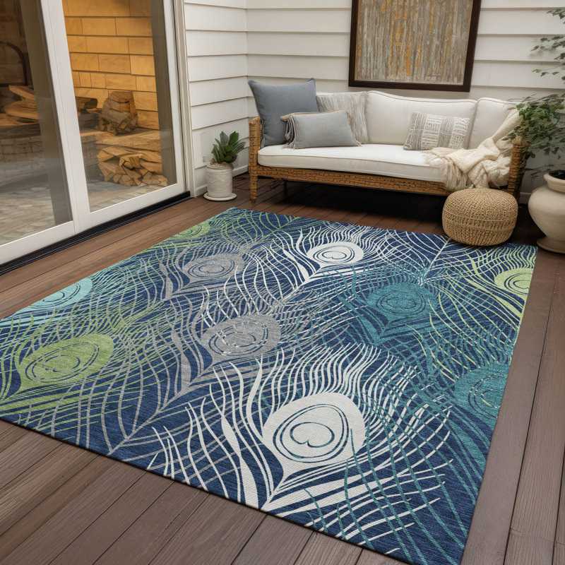 Machine Washable Indoor/Outdoor Howle ACN2273 Floral Rug, Rectangle 10' x 14'