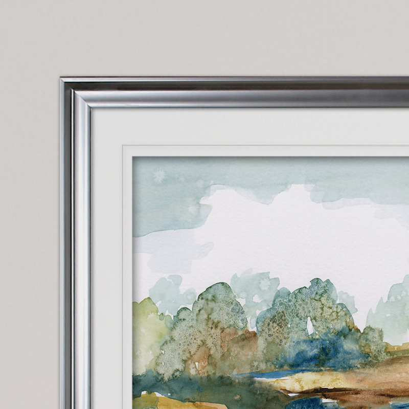 « blue serenity », reproduction de peinture à l’acrylique encadrée, Argent, H 28 po x l 38 po x P 1,5 po