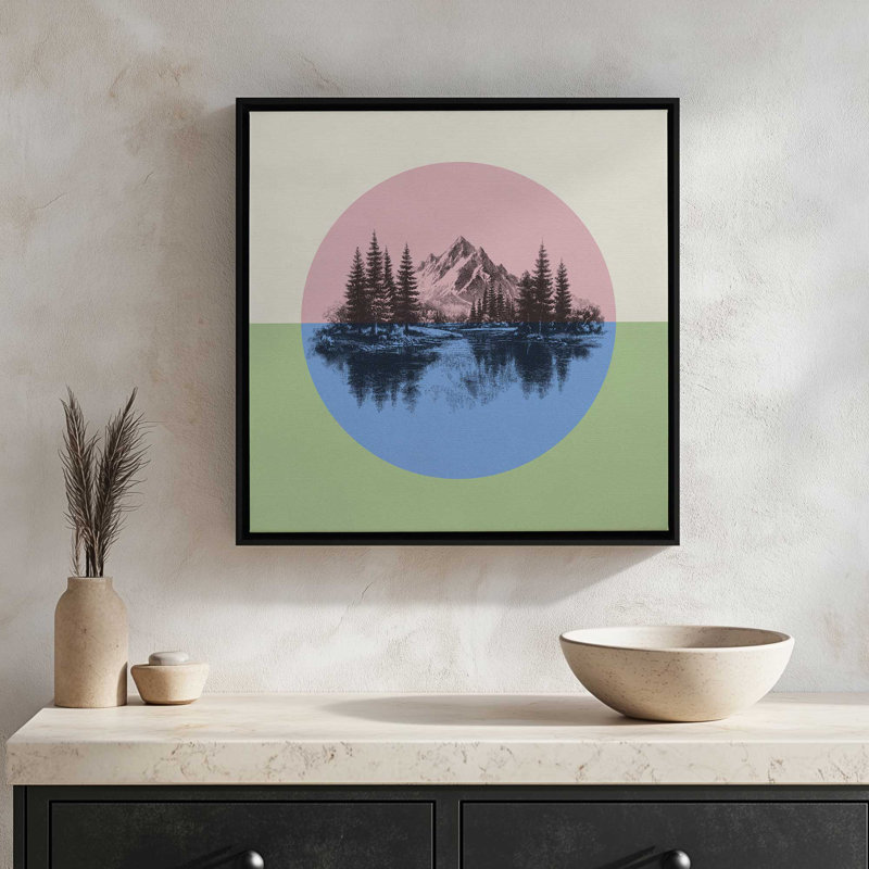 «Mountain Vignette Multi» par Deny Designs, reproduction d'art, Toile avec cadre, Brun, 20 x 20