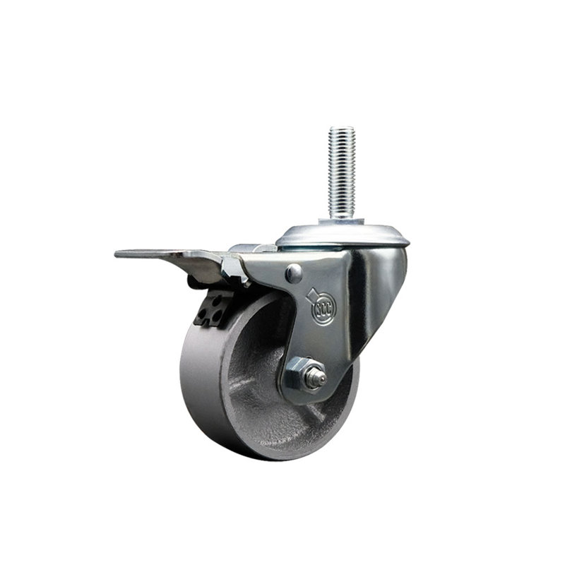 Roue en acier pivotante à tige filetée 3/4 po