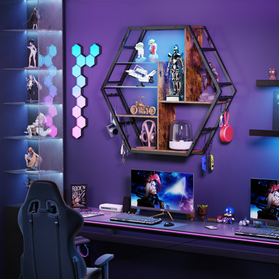 Floating Shelf With Light Hanging Bookshelves For Wall 