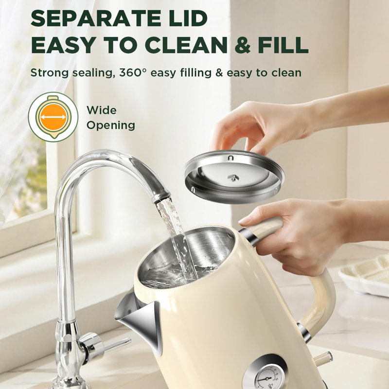 Chauffe-eau 1,8 L avec thermomètre, Beige