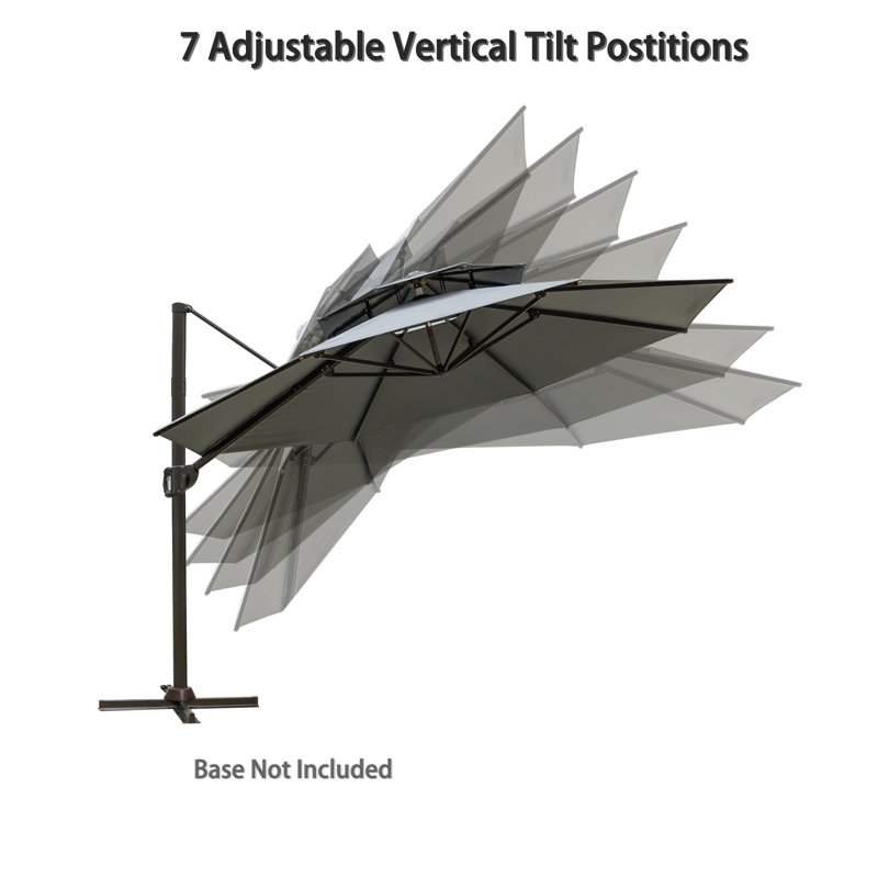 11.5 ft Gray Aluminum Cantilever Patio Umbrella with Double Top