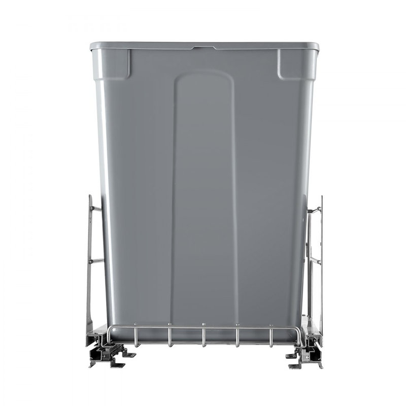 Pull-Out Trash Can, 35 QT x2 Double Under Mount Kitchen Waste Container, Heavy-Duty Garbage Recycling Bin with Door Kit and Soft Close Slide, Sink, Under Counter (Grey), Designed for Kitchen Cabinet