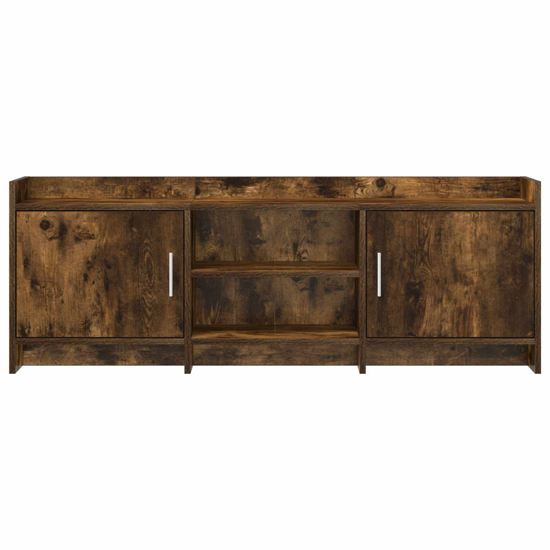 Unfinished TV Stand for TVs up to 58" with Fireplace Included, Smoked Oak