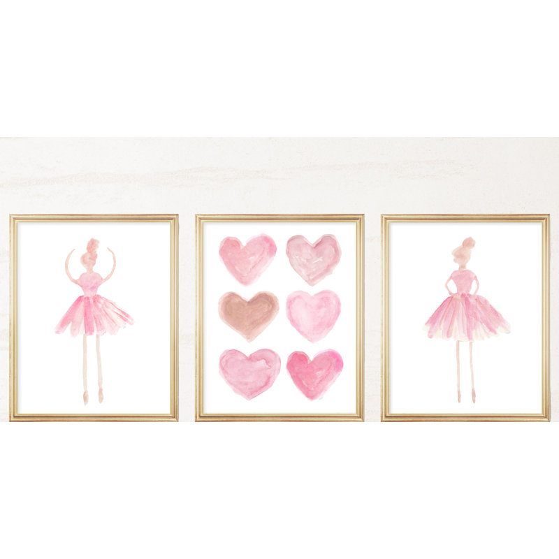 «Little Girls Ballet», impressions sur papier, H 14 po x l 11 po x P 0,06 po, Rose pâle