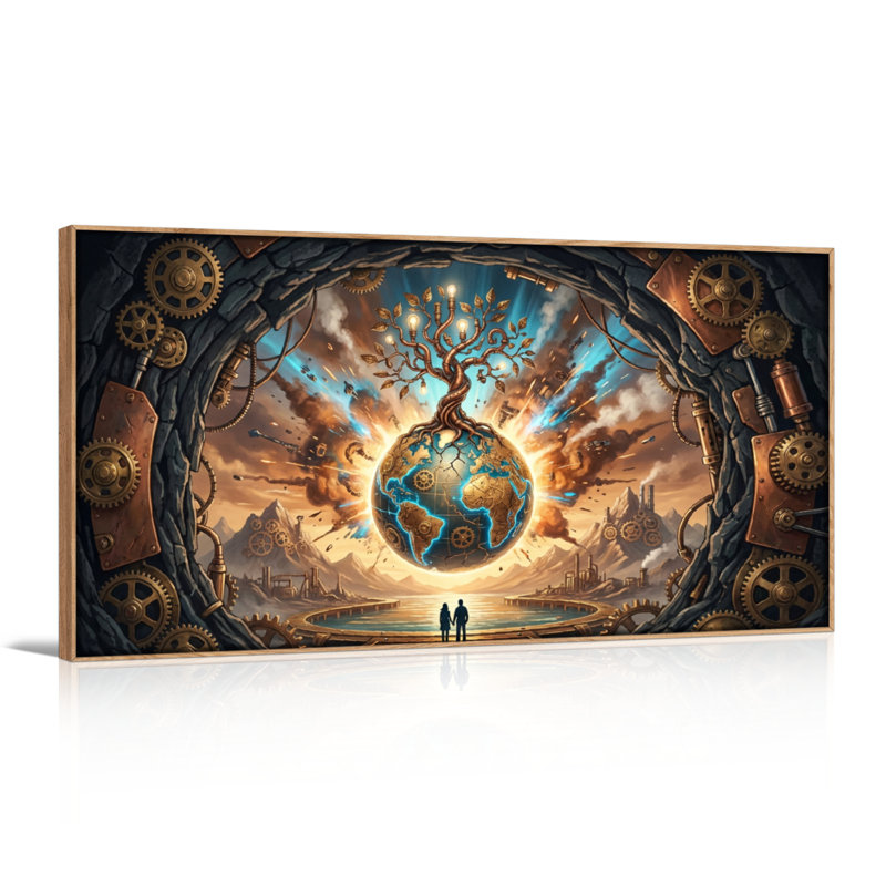 Tableau encadré sur toile de style steampunk fantastique, 122 x 61 cm (48 x 24 pouces), ensemble de 1, 48 x 24 pouces