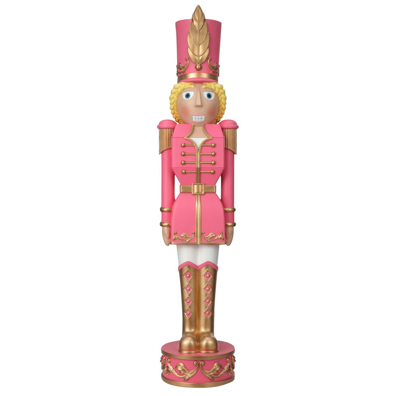 37" Pink and Gold Resin Christmas Nutcracker