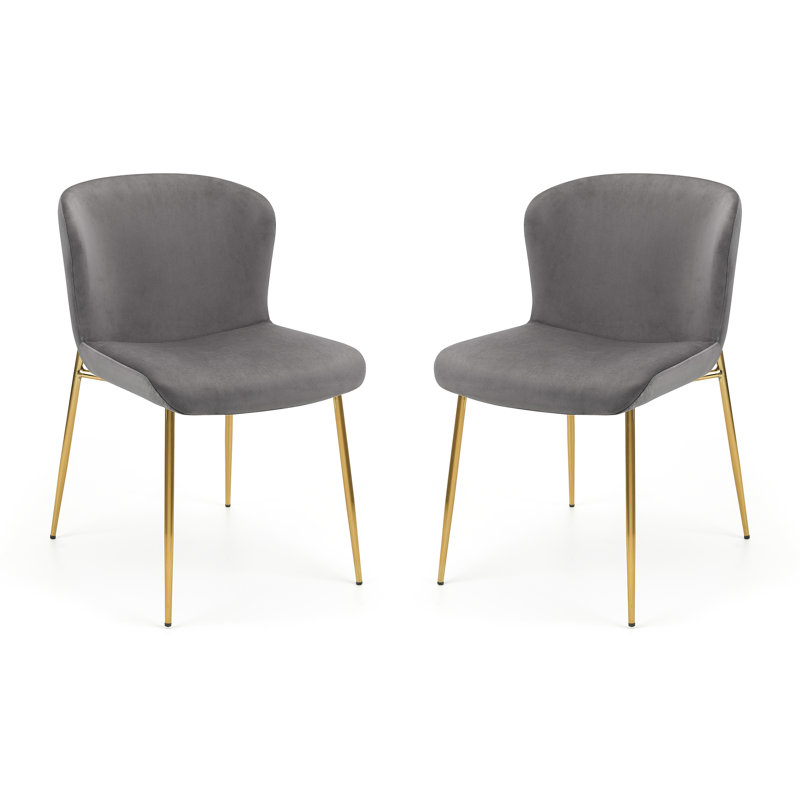 Gerson 47cm H Velvet Upholstered Side Chair, Grey