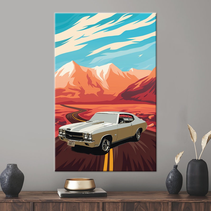 Affiche rétro d'art mural américain pour les amateurs de voitures et les amateurs d'art, Ne s’applique pas, H 98 po x l 43 po