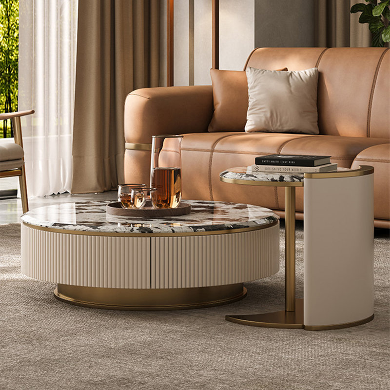 Modern and simple marble coffee table set, 15.7" H x 31.5" L x 31.5" W