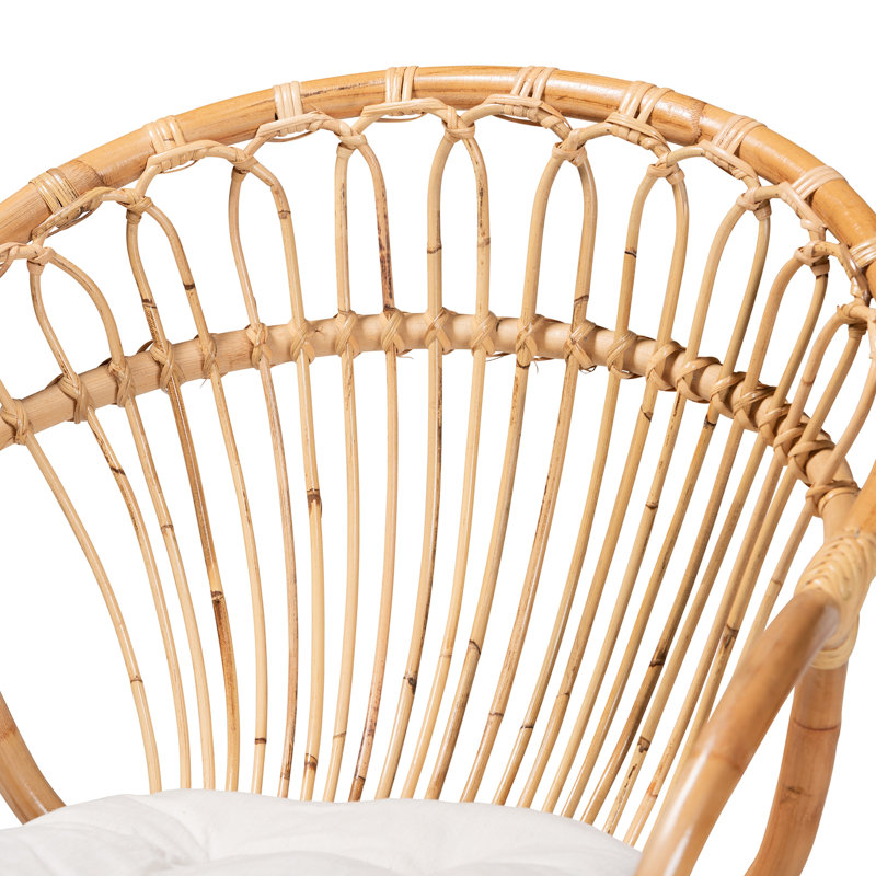 Chaise de salle à manger moderne moderne bohémien en rotin brun naturel