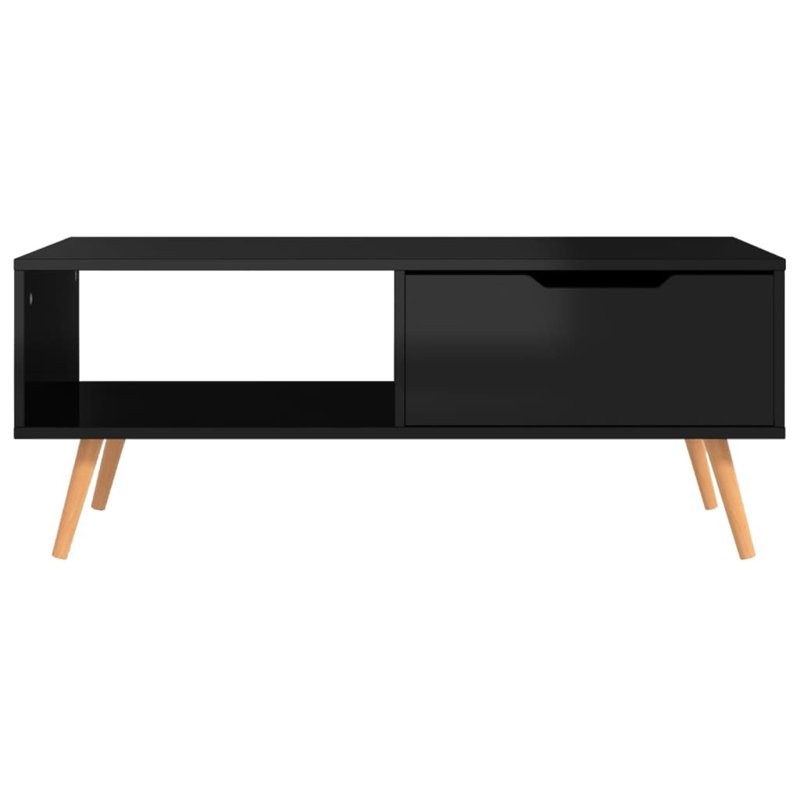 Cleorand Four Leg Coffee Table with Storage, High Gloss Black