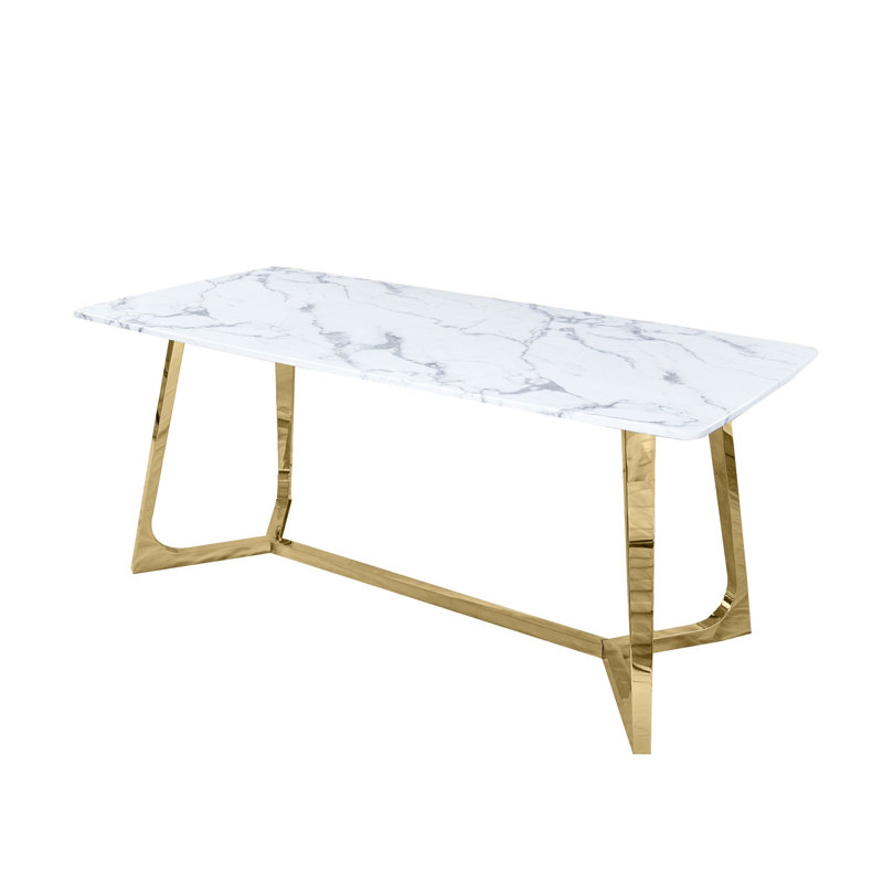 Witt Faux Marble Top Metal Base Dining Table