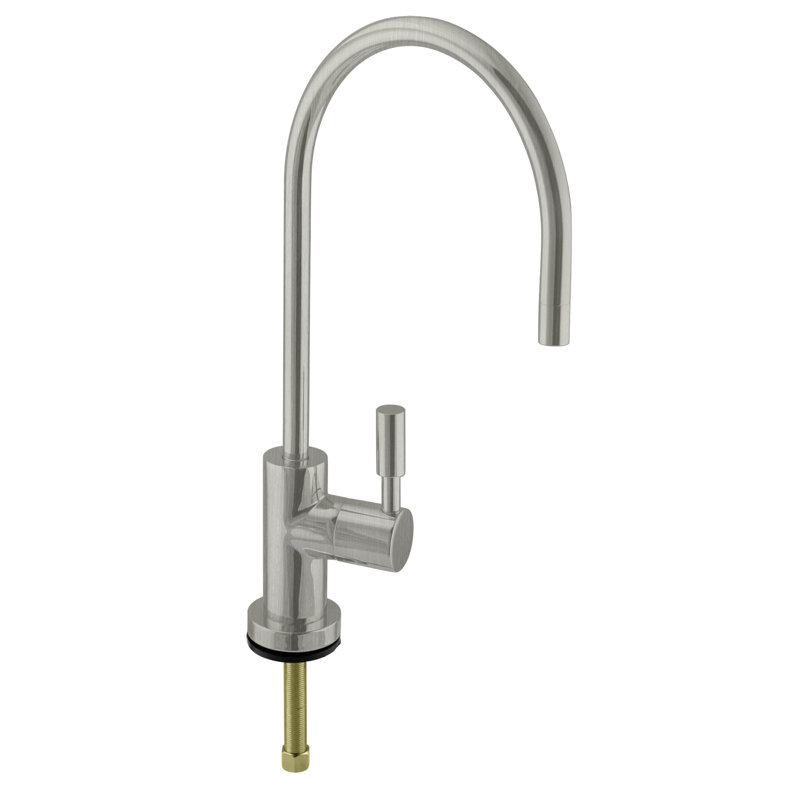 Robinet de cuisine contemporain à poignée simple avec accessoires, Nickel satiné