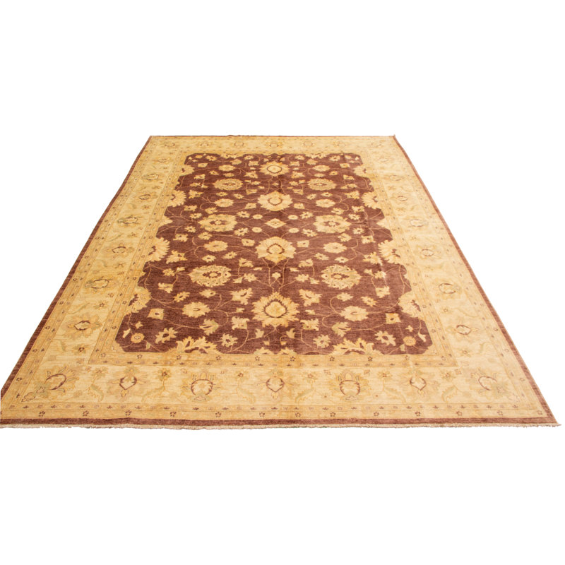 Tapis décoratif en laine de conception unique 10 pi 3 po x 13 pi 8 po noué à la main New Age Ushak