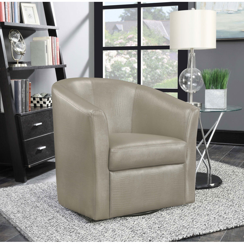 Fauteuil demi-tonneau pivotant de 29,5 po Melvyn, Similicuir champagne
