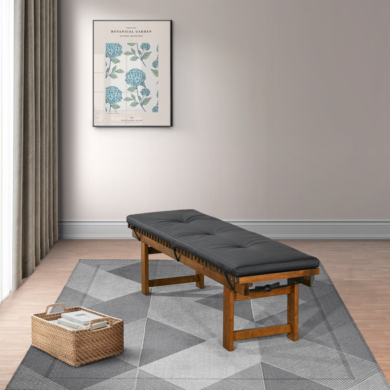 Banc rembourré en cuir végétalien Mid-Century 59,1 po Pivot