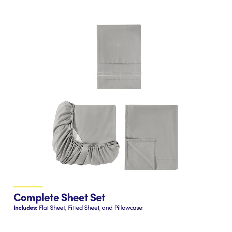 Ensemble de draps en microfibre extra douce 18-24 po, Simple, Argent