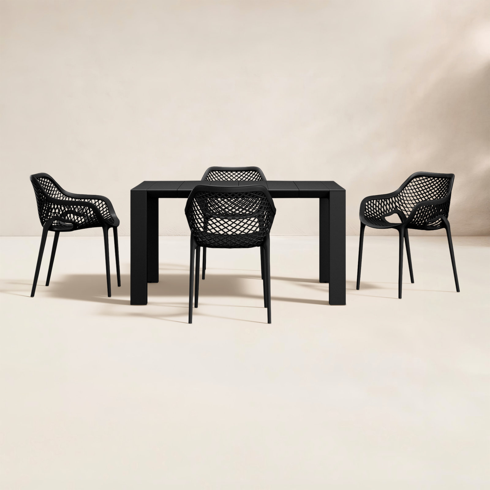 Asherton 55" Patio Dining Set, Black