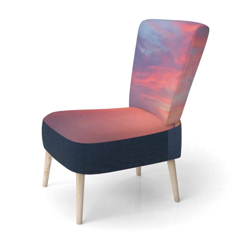 Accent Chair, Beige Floral Pattern Upholstered Decor - Beige Floral Pattern II, Red/Blue
