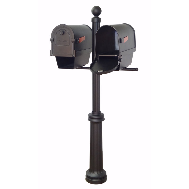 Savannah Aluminum Post Mounted Mailbox with Magnetic Closure