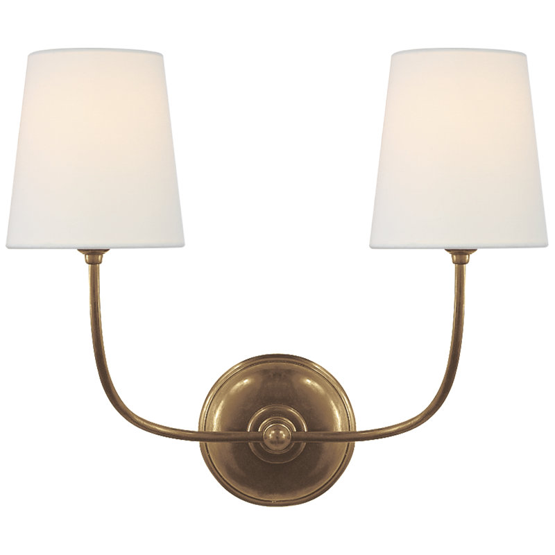 Thomas O'Brien Vendome Double Sconce, Antique Brass, Fabric