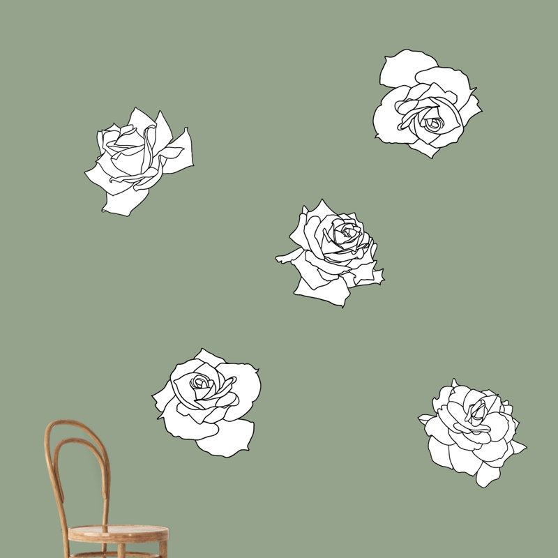 Décalcomanie murale à motif roses, H 12 po x l 12 po