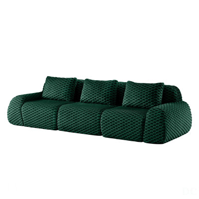 114 Inch Modern Modular Sectional Sofa With Flannelette Fabric, Deep Seat, Buckle Connection, And No Assembly Required For Living Room