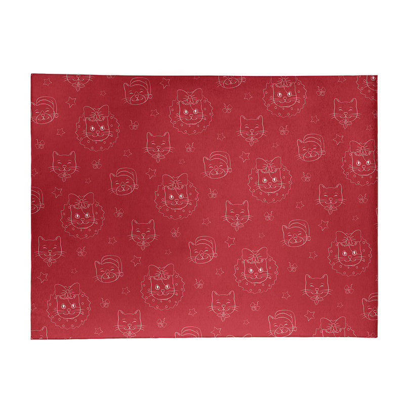 Tapis de zone rouge fait main, Rectangle 9 pi x 12 pi