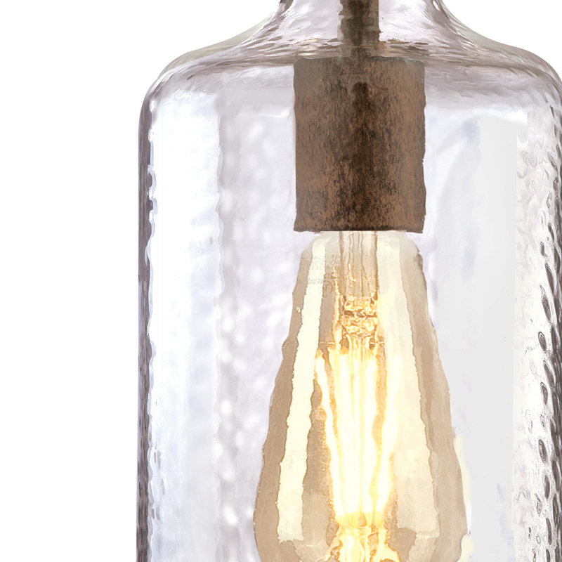 Luminaire suspendu cylindrique à 1 lumière Katelynn, Bois de grange