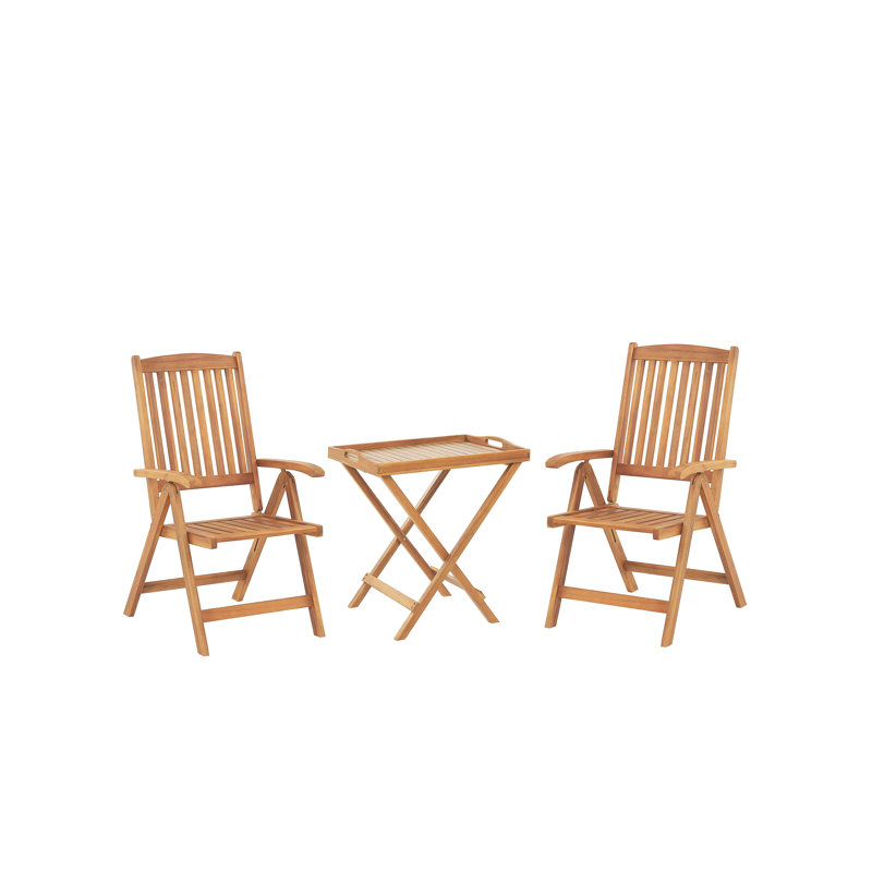 Borchardt 2 - Person Acacia Wood Patio Dining Set with Rectangular Table , Cushions Included