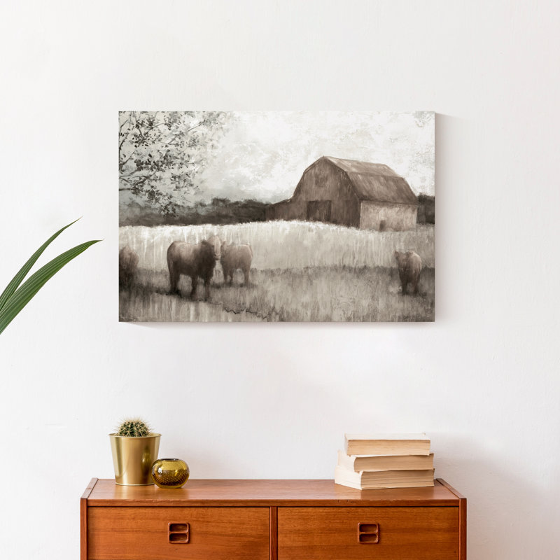 Reproduction d’art sur toile tendue de style grange neutre