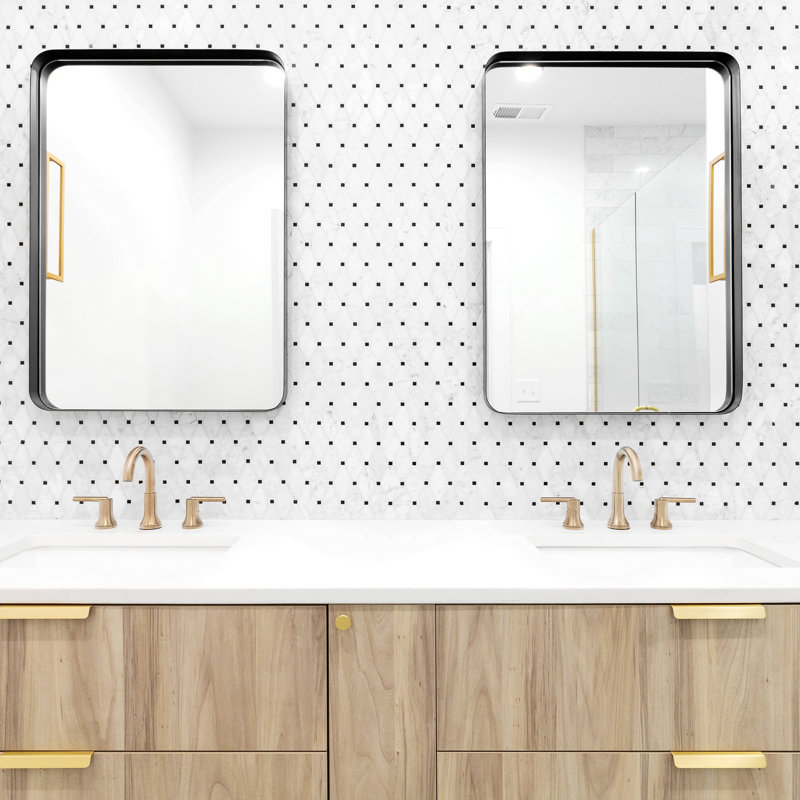 Stainless Steel Rectangle Mirror, Brushed Black, 48" x 18"