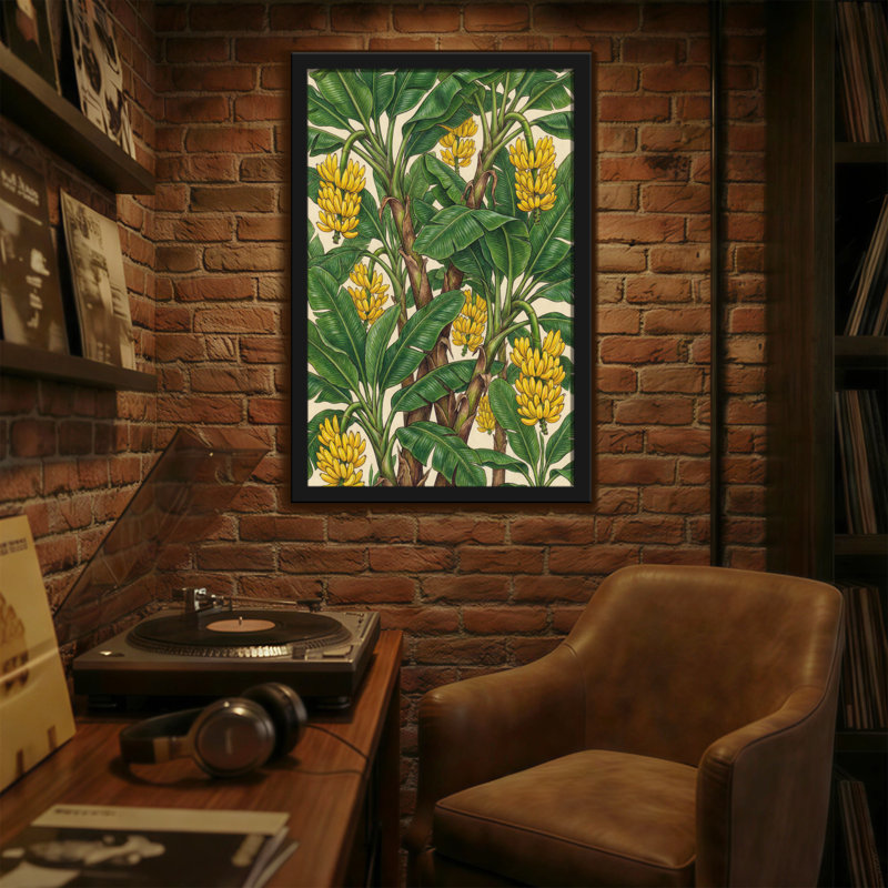 Bananier à motif de fruits jaunes - Plantes et fleurs, H 24 po x l 16 po