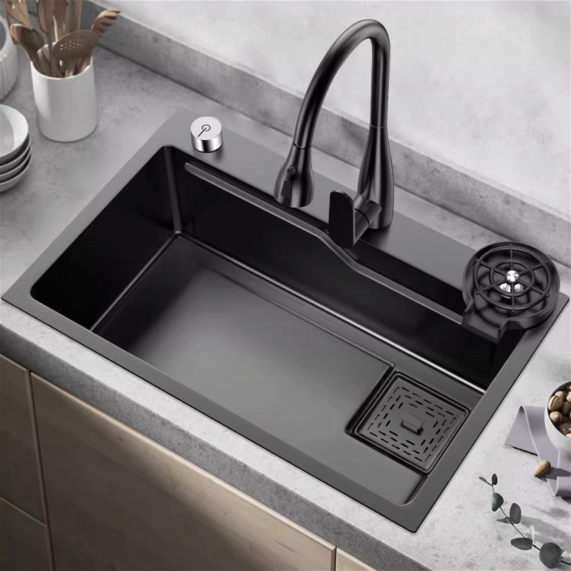 Pehohe ‎SINK168BD75 31.5 L x 18.1 W Drop-In Kitchen Sink with Faucet Size: 7.9 H x 29.5 W x 19.1 D