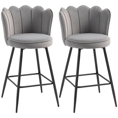 Upholstered Counter Stool with Metal Frame