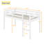 Lit mezzanine simple en bois massif avec structure en bois d'hévéa blanc et robuste, rangement supplémentaire sous le bois blanc, hauteur basse pour une meilleure stabilité, plateforme à lattes renforcées