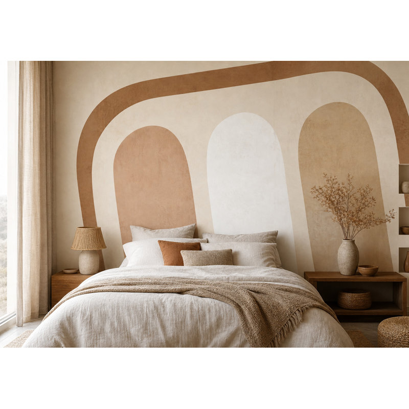 Papier peint texturé style moderne du milieu du siècle, fresque murale minimaliste, 80"x96", Non-Woven Nonpasted