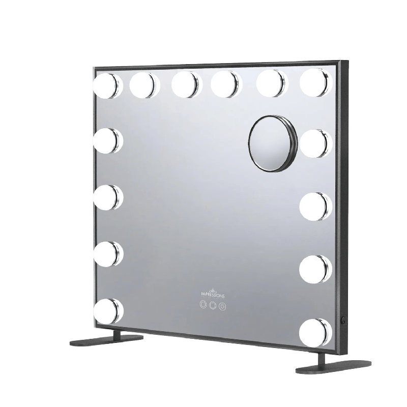 Hollywood Tri Tone Plus Makeup Mirror with 14 Lights Ultra Slim LED Mirror with 5X Magnified Mirror, Black
