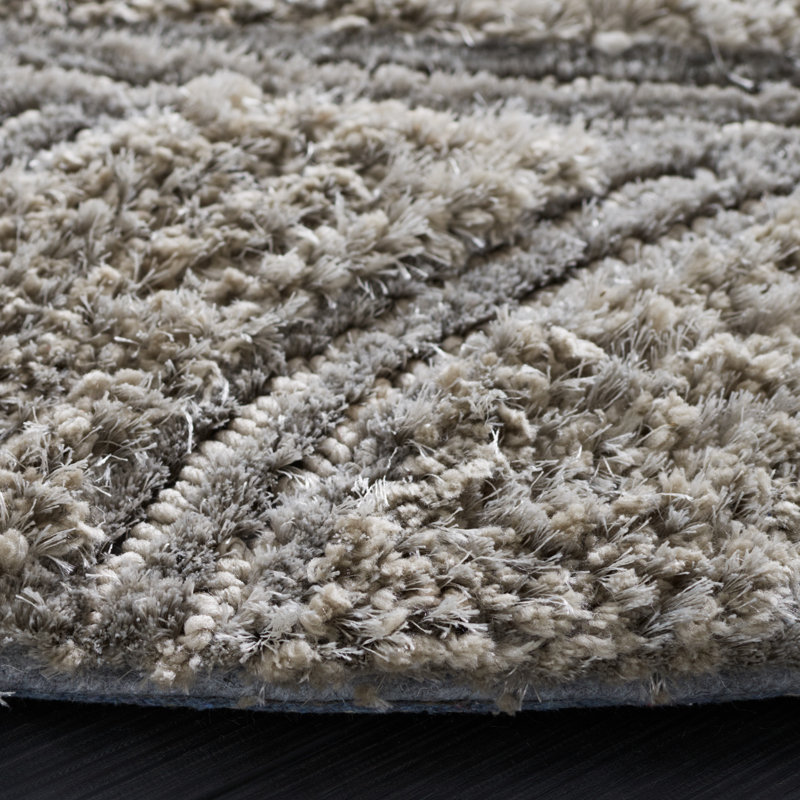Minnich South Beach Shag Hand Tufted Performance Abstract Rug, Round 6'