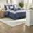 Elegant 8 Piece Polyester Bedding Sets, Navy Embroidered Design For Home