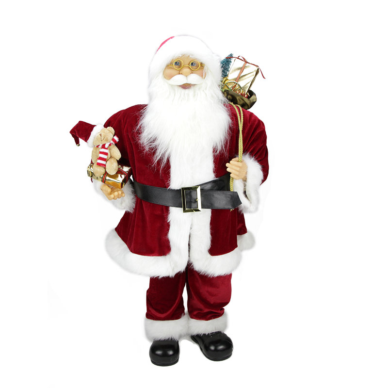 Figurine de père Noël avec sac-cadeau, H 24 po x l 12 po x P 8,5 po