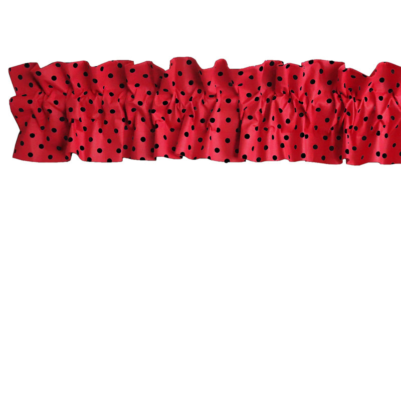 Cantonnière sur mesure en mélange de coton à pois, Noir / rouge, L 58 po x L 5 po