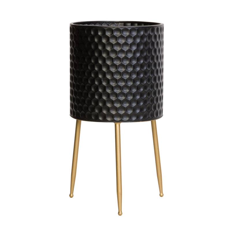 Jailenne Metal Planter with 3-Leg Metal Base, 24" H x 12.25" W x 12.25" D