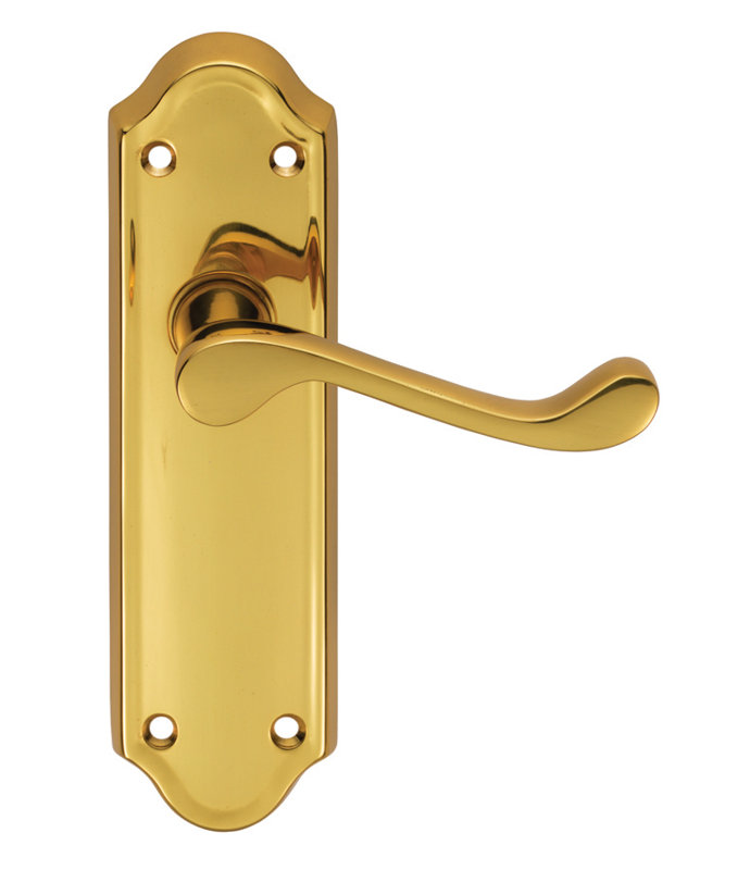 Wichita Latch Right Hand Door Handle, Polished Brass