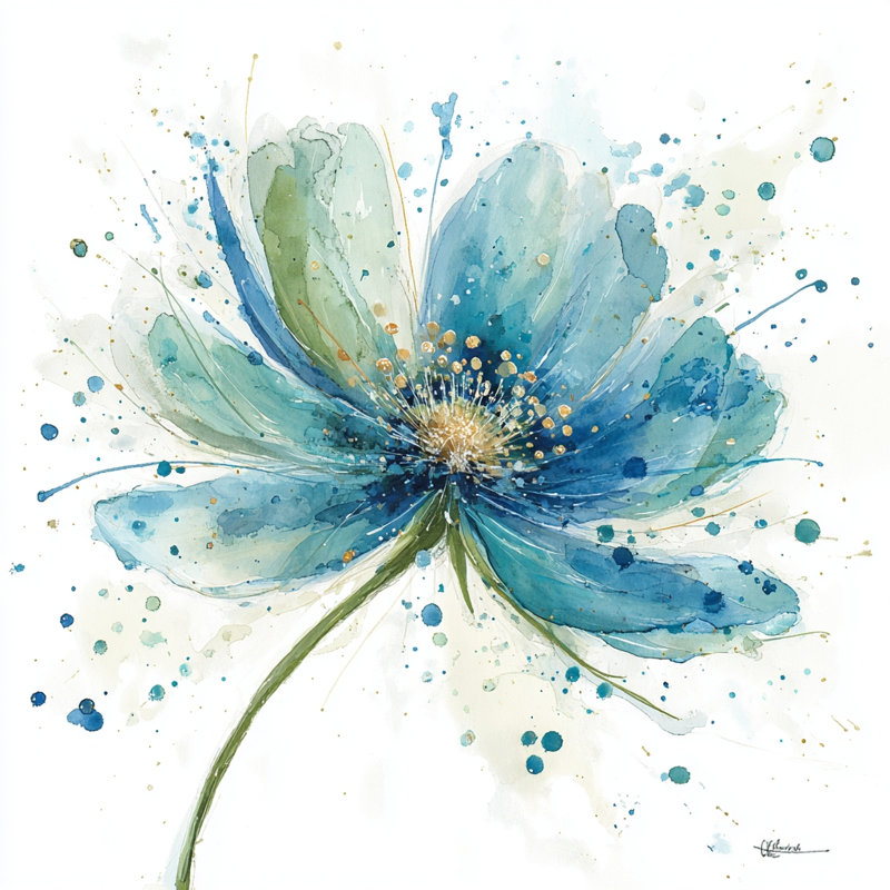 Céleste fleur III - impression sur toile tendue, H 20 po x l 20 po