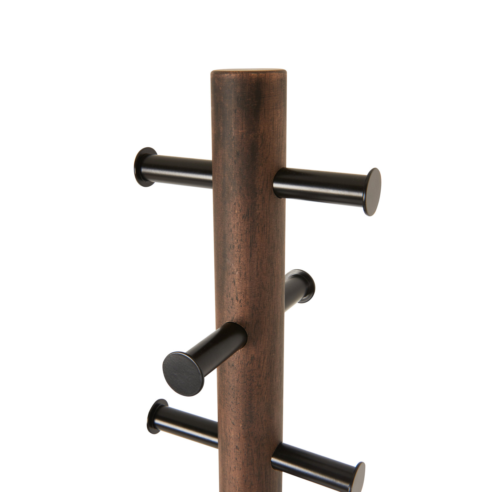 8-Hook Freestanding Solid Wood Coat Rack, Black